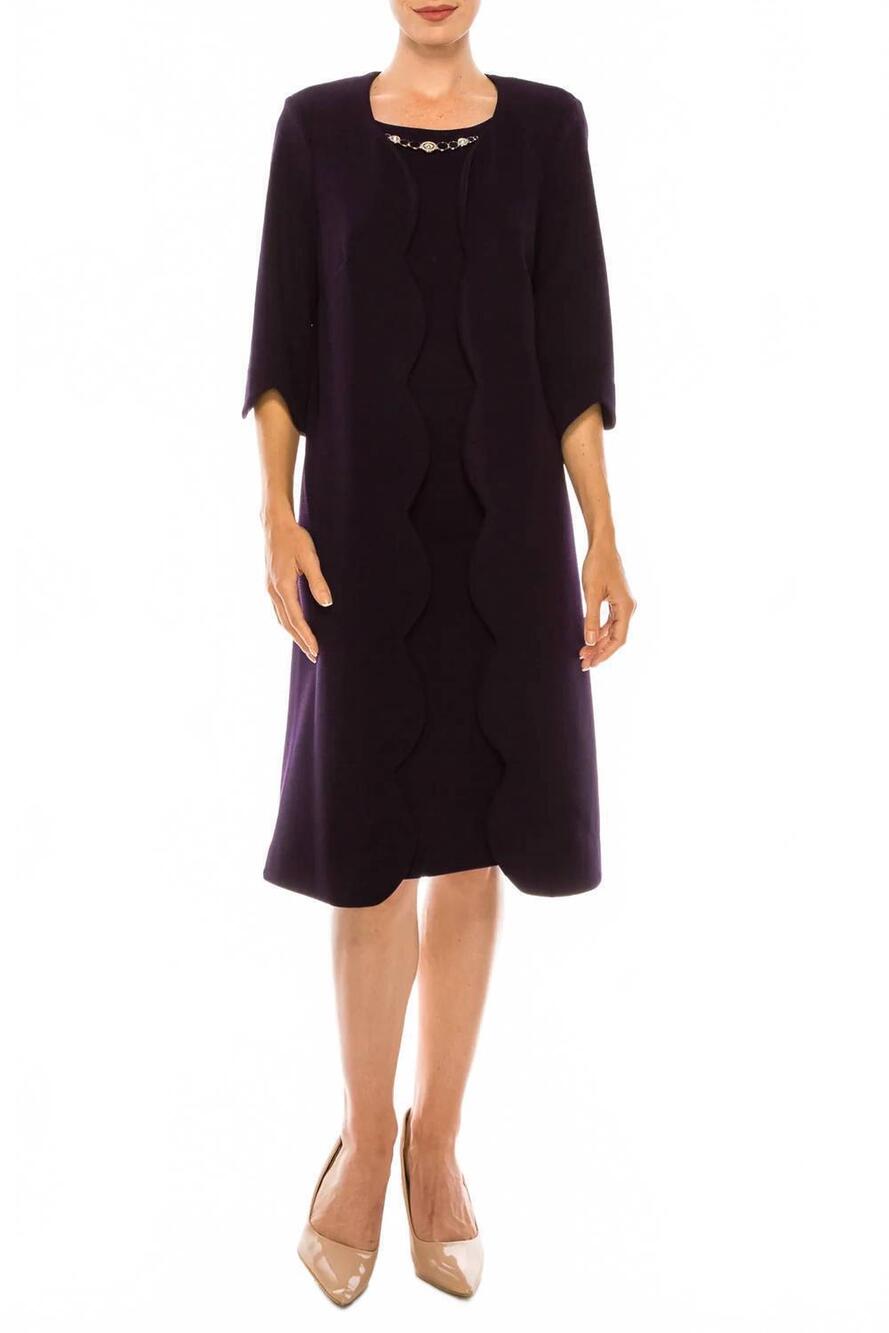 NEW MAYA BROOKE 3/4 sleeve 2 piece jacket dress - plus in eggplant